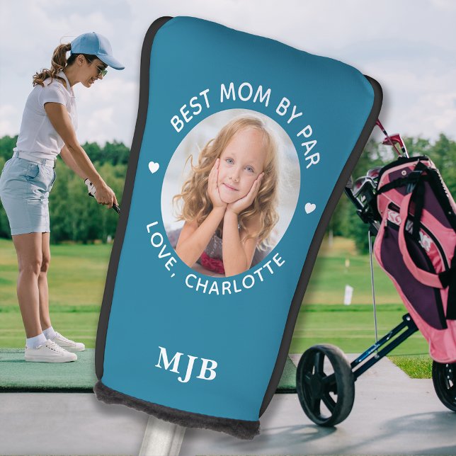 Custom Best MOM By Par Personalised Monogram Photo Golf Head Cover (Creator Uploaded)