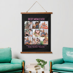 Custom Best Mom Ever Mothers Day 9 Photo Collage Hanging Tapestry
