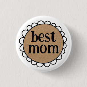 Custom BEST MOM Scalloped Edge 3 Cm Round Badge