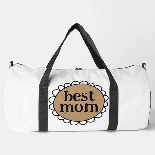 Custom BEST MOM Scalloped Edge Duffle Bag (Front)