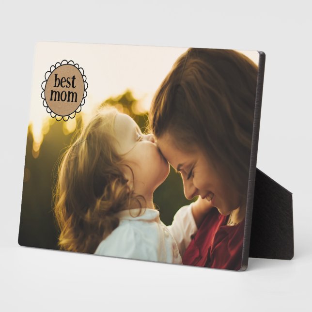 Custom BEST MOM Scalloped Edge Photo Plaque (Side)