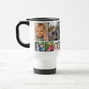 Custom Best Mum Ever Blue 10 Photo Collage Travel Mug