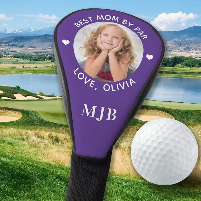 Custom Best Mum Ever By Par Purple Modern Photo Golf Head Cover (Creator Uploaded)