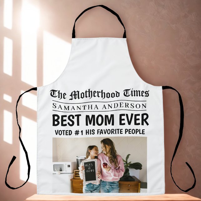 Custom "Best Mum Ever" Newspaper Headline Photo Apron (Creator Uploaded)