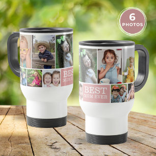 Custom Best Mum Ever Pink 10 Photo Collage Travel Mug
