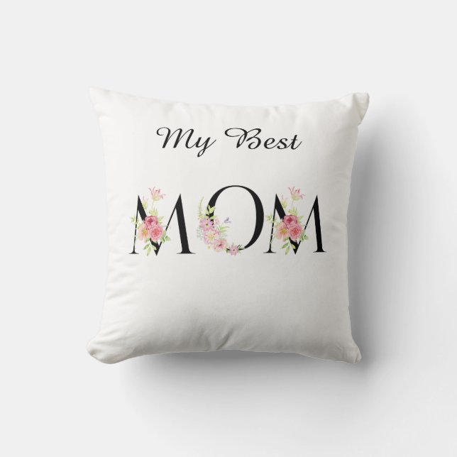 Custom Best Mum Floral Throw Pillow Cover (Front)