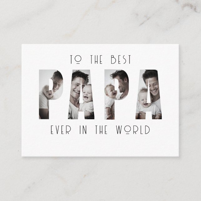 Custom Best Papa Ever Photo Collage Enclosure Card (Front)