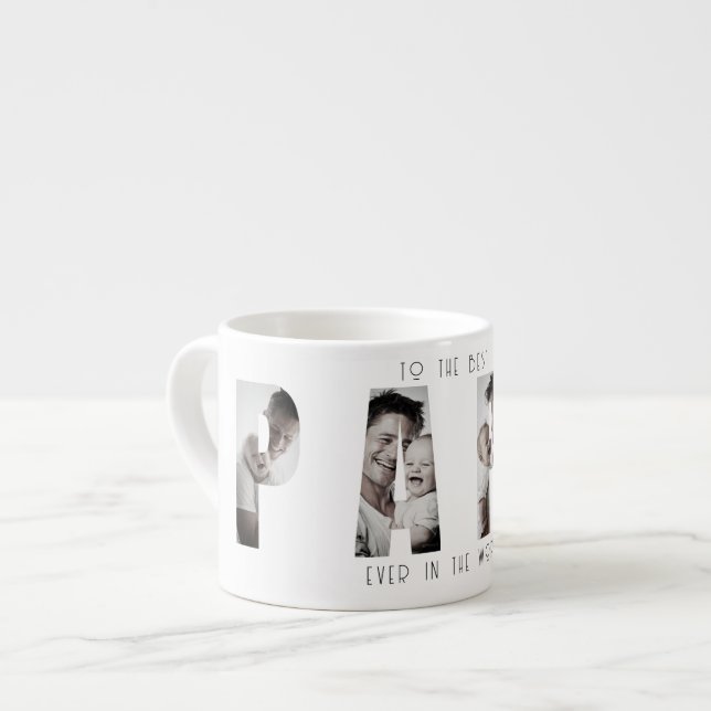 Custom Best Papa Ever Photo Collage Espresso Cup (Front Left)