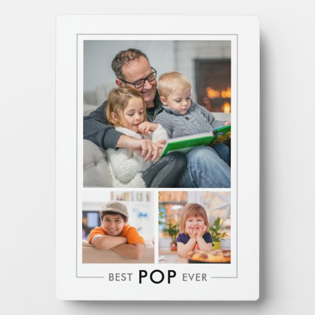 Custom Best Pop Ever 3 Photo Collage White   Plaque (Front)