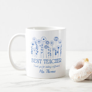 Custom 'Best Teacher' Floral Appreciation Mug