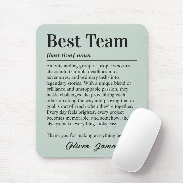 Custom Best Team Definition Encouragement Mouse Pad (With Mouse)