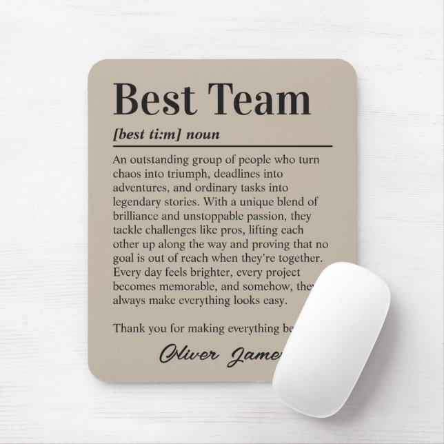 Custom Best Team Definition Teamwork Mouse Pad (With Mouse)