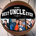 Custom BEST UNCLE EVER Modern Cool Family 3 Photo  Basketball<br><div class="desc">Perfect for your coolest uncle: A BEST UNCLE EVER customised photo collage basketball with your 3 favourite photos, his name, and a custom message from you as well as names and year. Great Christmas Holiday gift or an awesome surprise for his birthday, surely a keepsake he'll love for years to...</div>
