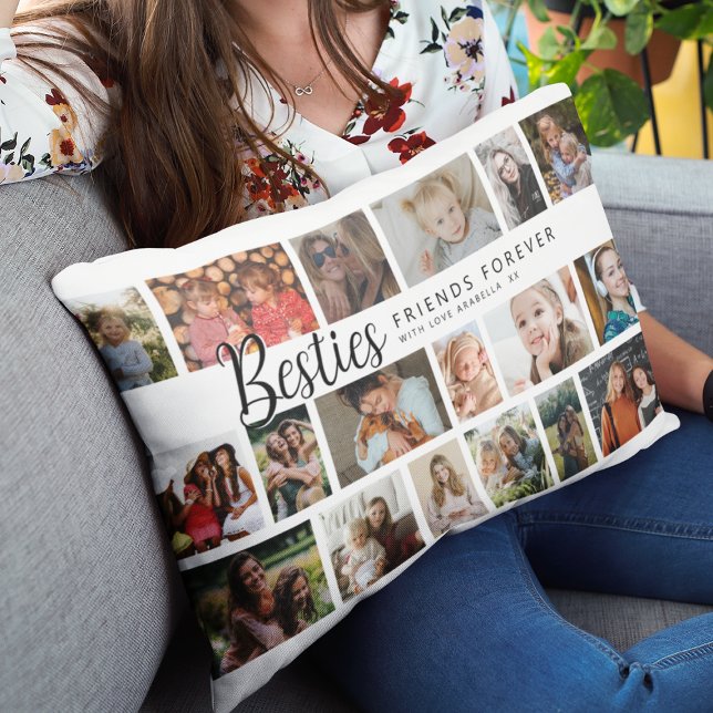 Custom Besties 18 Photo Collage Lumbar Cushion (Creator Uploaded)