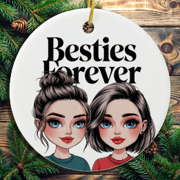 Custom Besties Best Friend Gift BFF Christmas Gift Ceramic Tree Decoration