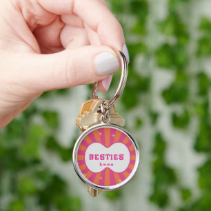 Custom Besties Forever Heart Keychain