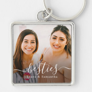 Custom Besties Names Photo Key Ring
