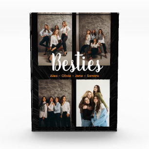 Custom Besties Photo Block with 3 Pics Gift Art