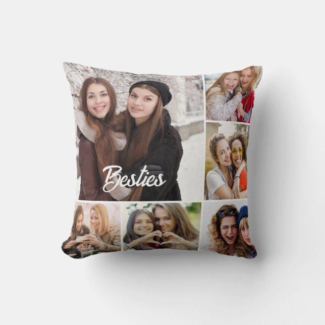 Custom "Besties" Photo Collage  Cushion (Front)