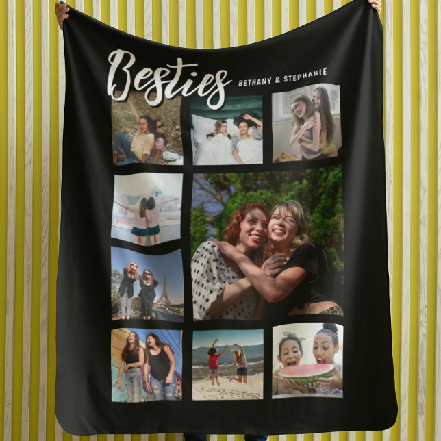 Custom Besties Photo Collage Fleece Blanket (Creator Uploaded)