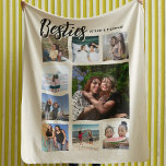 Custom Besties Photo Cream Collage Fleece Blanket<br><div class="desc">Give your bestie a gift they’ll never forget with a personalized photo collage blanket. Featuring 9 of your favorite memories,  'BESTIES' text,  and both your names over a cream background,  this modern blanket is perfect for Galentine's Day,  birthdays,  Christmas,  or any special day.</div>