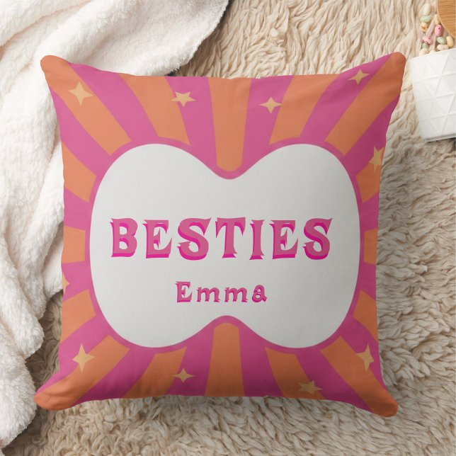 Custom "Besties" Sunburst Personalized Pillow – Em (Creator Uploaded)