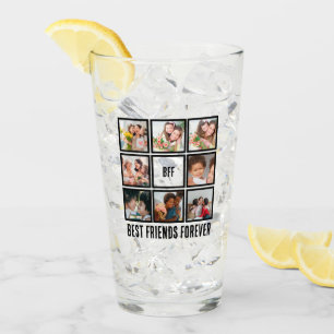 Custom BFF Best Friends Forever 8 Photo Collage Glass