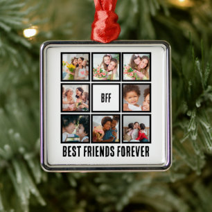 Custom BFF Best Friends Forever 8 Photo Collage Metal Tree Decoration