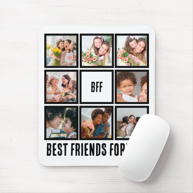 Custom BFF Best Friends Forever 8 Photo Collage Mouse Pad (With Mouse)