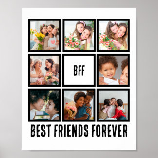 Custom BFF Best Friends Forever 8 Photo Collage  Poster