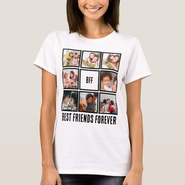 Custom BFF Best Friends Forever 8 Photo Collage T-Shirt (Front)