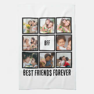 Custom BFF Best Friends Forever 8 Photo Collage Tea Towel