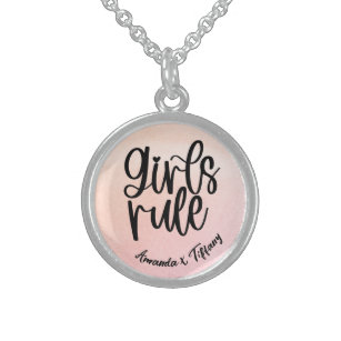 Custom BFF Name Girls Rule Friendship Sterling Silver Necklace