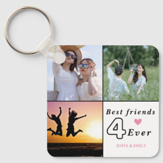 Custom BFF Photo Collage Keychain – with Names