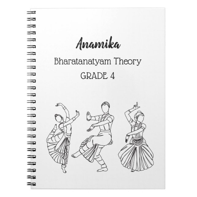Custom bharatanatyam dance theory Spiral Notebook  (Front)