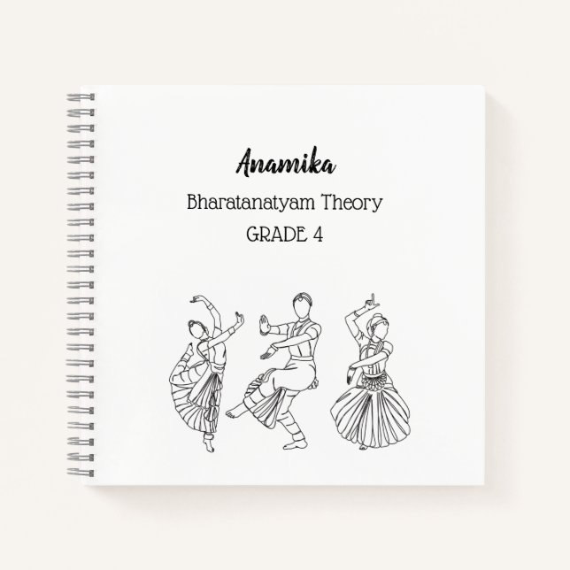 Custom bharatanatyam dance theory Spiral Notebook  (Front)