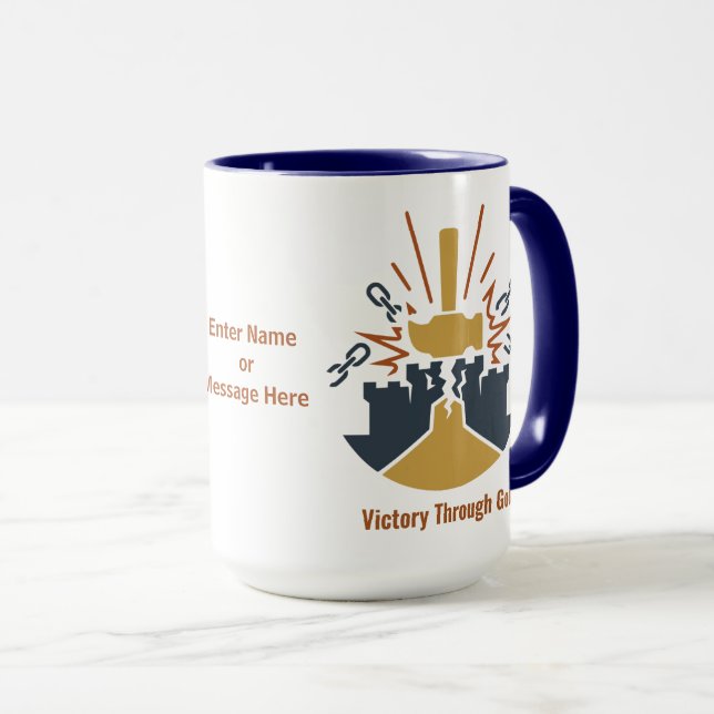 Custom Bible Verse Mighty Through God Spiritual Mug (Front Right)