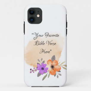 Custom Bible Verse on Peach Background and Flower Case-Mate iPhone Case