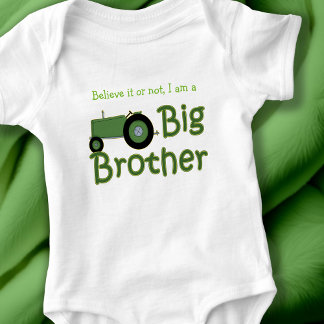 Custom Big Brother Green Tractor Baby Bodysuit