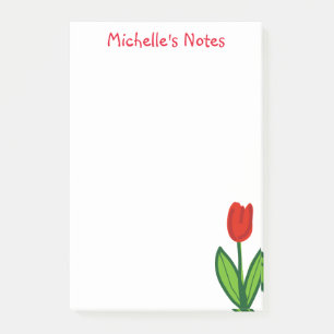 Custom big Post-it® notes with red tulip flower