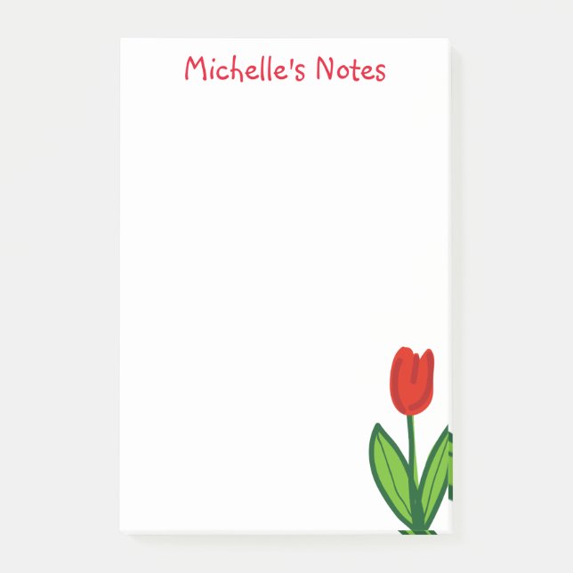 Custom big Post-it® notes with red tulip flower (Front)