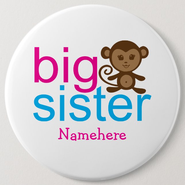 Custom Big Sister Monkey Buttons (Front)