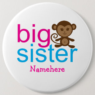 Custom Big Sister Monkey Buttons