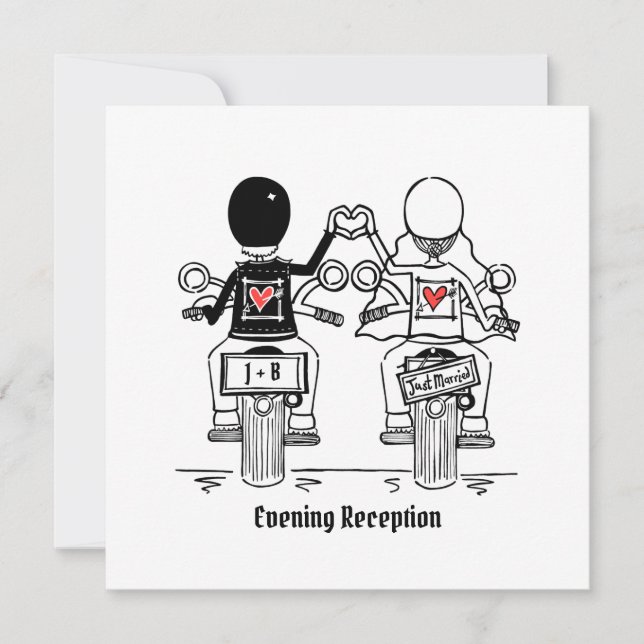 Custom Biker Motorcycle Evening Wedding Invitation (Front)
