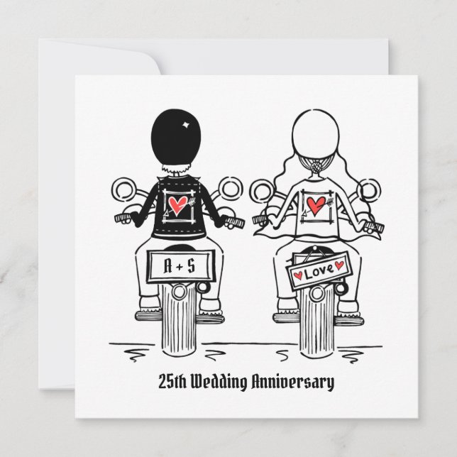 Custom Biker Motorcycle Wedding Anniversary Invitation (Front)