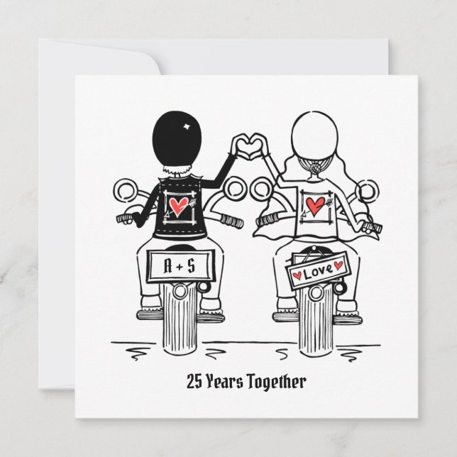 Custom Biker Motorcycle Wedding Anniversary Invitation (Front)