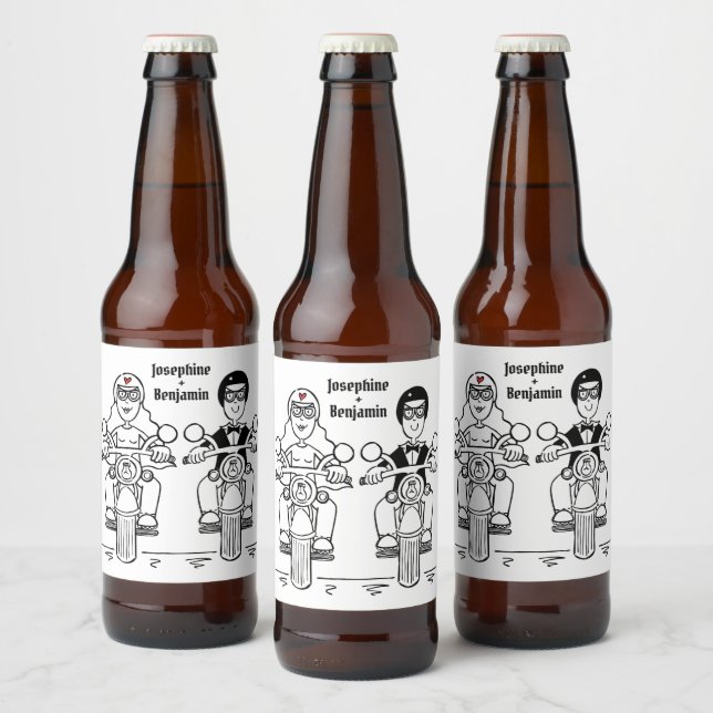 Custom Biker Motorcycle Wedding Bottle Labels (Bottles)