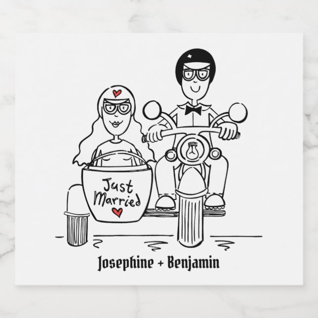Custom Biker Motorcycle Wedding Bottle Labels (Single Label)