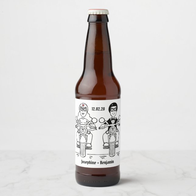 Custom Biker Motorcycle Wedding Bottle Labels (Front)