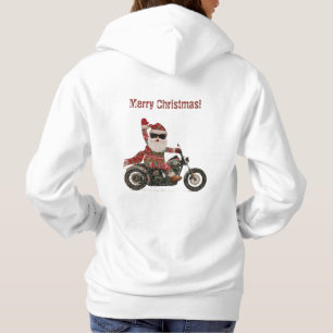 Custom Biker Santa Retro Christmas Ride Hoodie